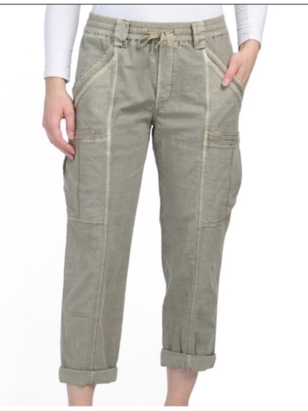 Anthropologie Olive Utility Cropped Jeans